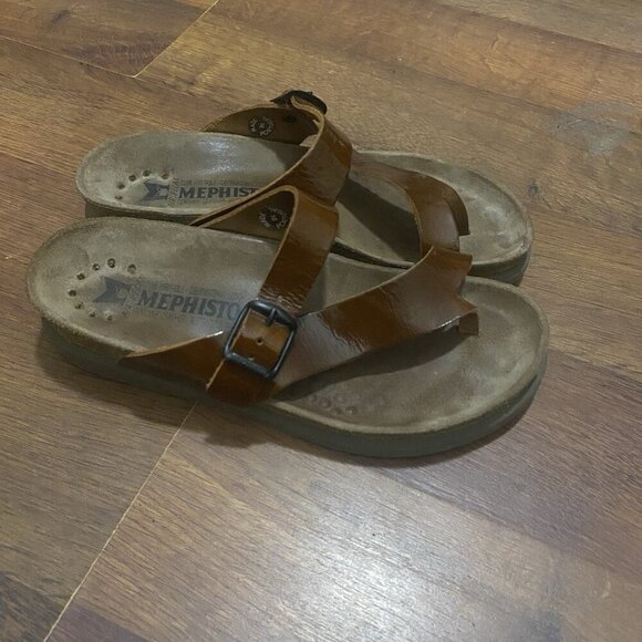 Mephisto Shoes - Mephisto Helen Spice Star Sandals Womens Size 36 Brown Leather Thong Slip On